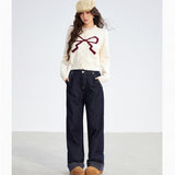 MacyMccoy 2511 蝴蝶结短款毛衣 米白