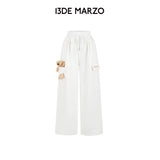 13DE MARZO | 2609 Pocket Bear Wide-leg Sweatpants White