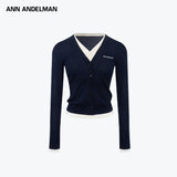 ANN ANDELMAN 2504 假两件毛织长袖开衫