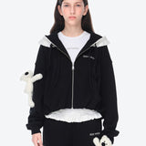 13DE MARZO | 2602 Lace Edge Zip Hoodie Black