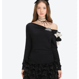 13DE MARZO | 2601 Off-Shoulder Tiered Dress Black