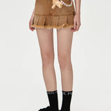 13DE MARZO | 2406 Logo Bead Chain Denim Skirt Brown