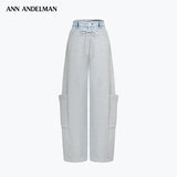 ANN ANDELMAN 2610 拼牛仔腰头卫裤 灰