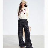 MacyMccoy 2511 蝴蝶结短款毛衣 米白