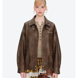 13DE MARZO | 2610 Rolling Stones Faux Leather Jacket Brown