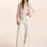 Kroche 2602 小熊耳朵连帽修身毛绒卫衣外套 柔雾粉