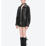 13DE MARZO | 2610 Rolling Stones Faux Leather Jacket Black