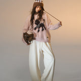 SOMESOWE 2601 摇粒绒弯刀休闲裤 米白