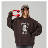 ADLV 2511 可爱站立欢迎小熊圆领卫衣 深棕