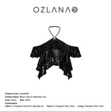 OZLANA SS2404 Bijoux Sequin Halterneck Top Black