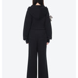 13DE MARZO | 2602 Tapered Waist Bear Zip Hoodie Black