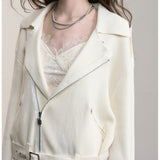 VIA PITTI 2509 重工金属拉链针织夹克外套 米白