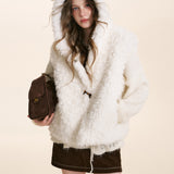 Kroche 2511 熊耳朵连帽皮毛一体羊羔毛马甲