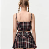 13DE MARZO | 2406 Doozoo Plaid Bow Tank Top