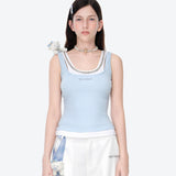 13DE MARZO | 2606 Faux Gem Vest Light Blue