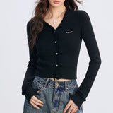 MacyMccoy 2601 V领毛边针织打底 黑