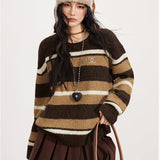 MacyMccoy 2511 复古条纹宽松毛衣
