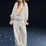 SOMESOWE 2601 小鹿绒绒圆领长袖卫衣 灰白