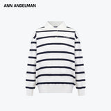 ANN ANDELMAN 2512 长袖Polo领条纹毛织