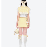 13DE MARZO | 2605 Golf Shirt Two-Piece Set Yellow