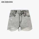 ANN ANDELMAN 2606 褪色洗白牛仔超短裤