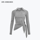 ANN ANDELMAN 2610 翻领不对称下摆上衣 灰