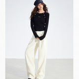 MacyMccoy 2512 竖条纹插肩假两件拼接针织打底 黑