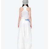 13DE MARZO | 2602 Silver Foil Chain Print Bustier Top White