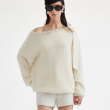 KINGWEN 2512 斜肩钉珠毛衣