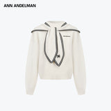 ANN ANDELMAN 2512 海军领系带套头毛衣 杏