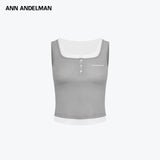 ANN ANDELMAN 2603 假两件方领背心 灰