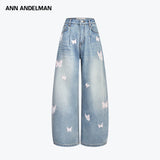 ANN ANDELMAN 2603 绣花蝴蝶水洗休闲弯刀裤