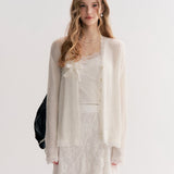 Kroche 2511 羊毛马海毛宽松V领长袖针织开衫