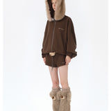 13DE MARZO | 2511 Doozoo Zipper Hoodie Brown