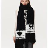 13DE MARZO | 2412 Fair Isle Bear Knit Scarf Black