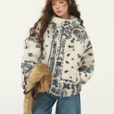 SOMESOWE 2512 提花摇粒绒连帽休闲外套 白