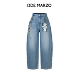 13DE MARZO | 2604 Faux Rhinestones Pearl Chains Jeans Blue