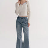 Kroche 2511 打揽格纹蕾丝花边假两件绞花针织衫 白