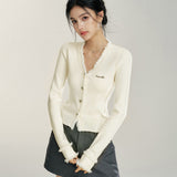 MacyMccoy 2601 V领毛边针织打底 米白