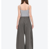 13DE MARZO | 2608 Curved-Hem Stripe Rhinestone Trousers Grey