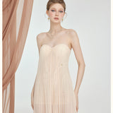 SHEER LUCK 2601 蕾丝抹胸连衣裙 米杏