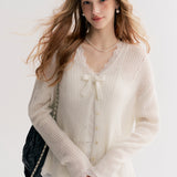 Kroche 2511 羊毛马海毛宽松V领长袖针织开衫