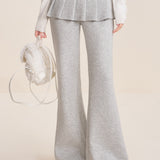 Kroche 2512 假两件 松紧腰A字百褶裙拼接休闲微喇裤