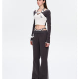 13DE MARZO | 2507 Faux Two-Piece Vintage Sweat Pants Dark Grey
