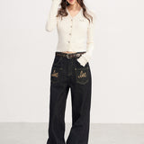 MacyMccoy 2601 V领毛边针织打底 米白