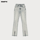 SMFK 2504 十字铆钉机车拉链牛仔裤