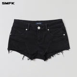SMFK 2604 荒原之风低腰牛仔短裤 荒野黑