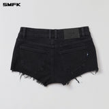 SMFK 2604 荒原之风低腰牛仔短裤 荒野黑