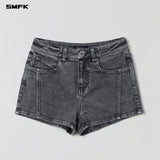 SMFK 2604 湮灭复古弹性牛仔短裤 风暴灰