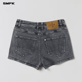 SMFK 2604 湮灭复古弹性牛仔短裤 风暴灰